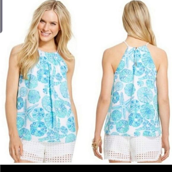 NWT Lilly Pulitzer target blue seashell blouse - Picture 1 of 5